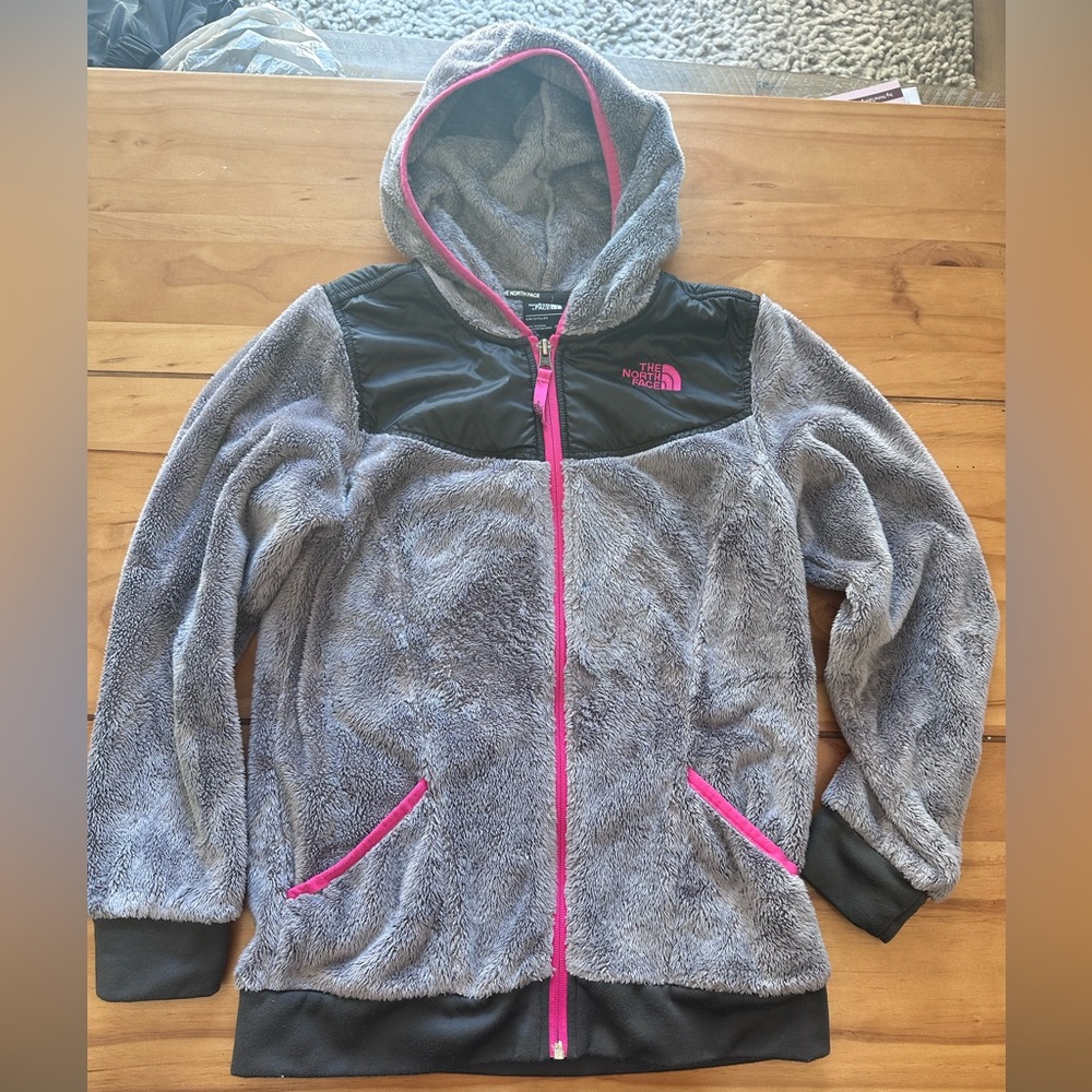 The North Face Kids Black and Pink Fleece Hoodie